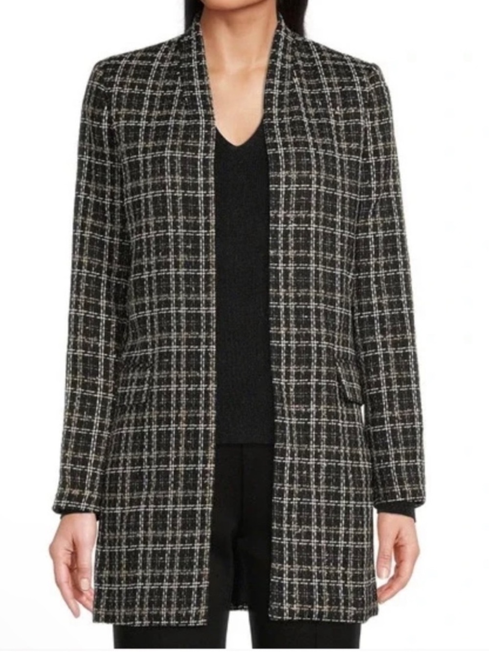 Calvin Klein Black & Gold Tweed Open-Front Blazer - Size 18W - NWT